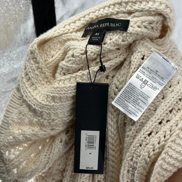 NEW Banana Republic Tamra Crochet Halter Knit Top Cream Neutral Chic Organic M - Picture 5 of 5